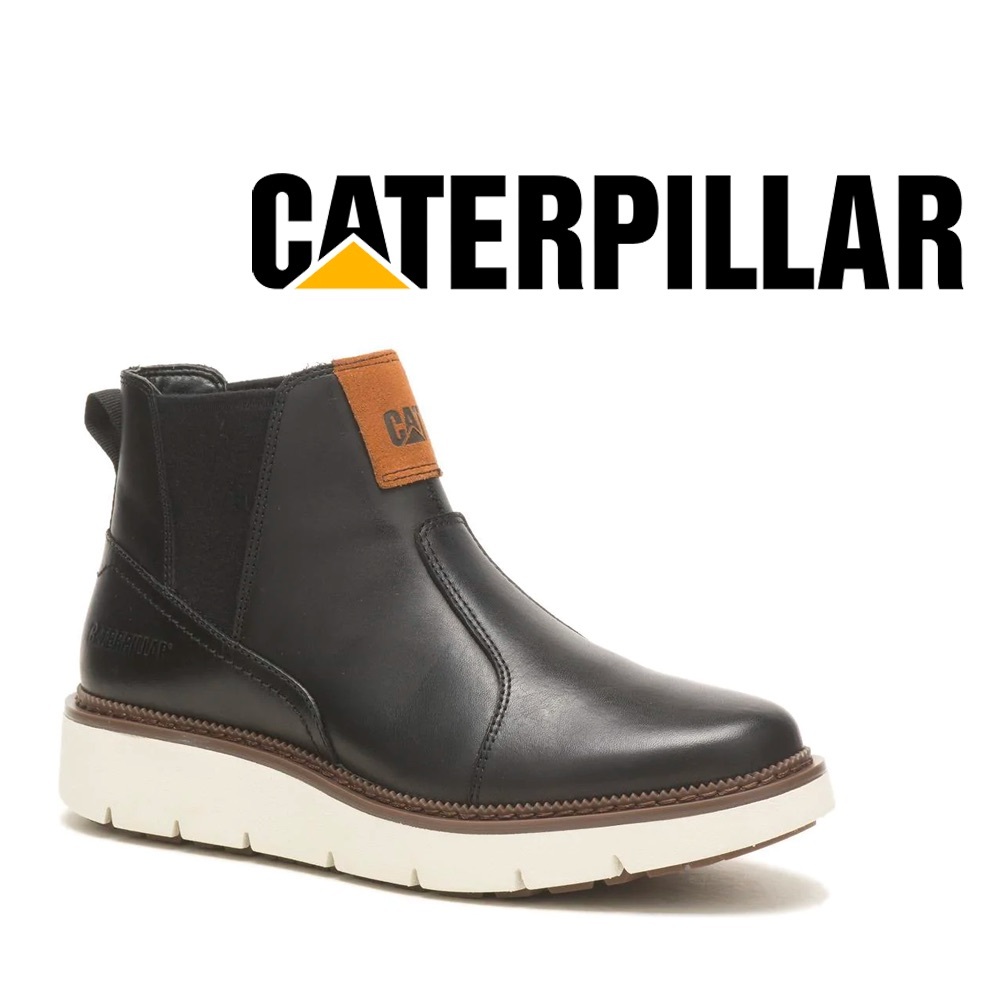 Caterpillar Black Leather Chukka Boot with White Sole